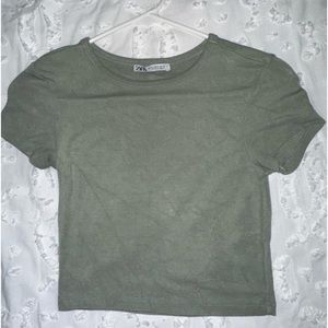 Zara Sage Green Soft Crop Top